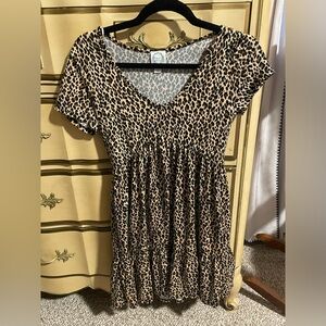 BLUE RAIN Short Sleeve Leopard Dress